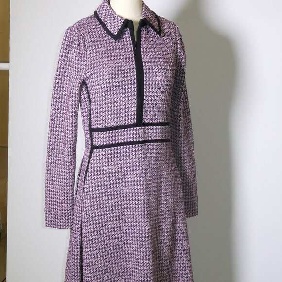 ME + EM Houndstooth Tweed Fit & Flare Dress - Size 6Pink/Navy/BlackNWT